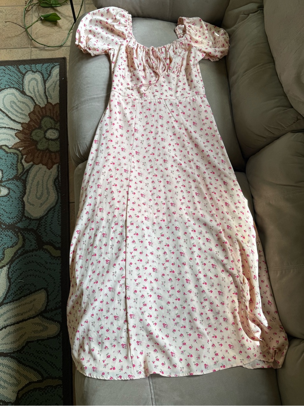 Altar'd State Cream Maxi Dress with Pink Floral Print
